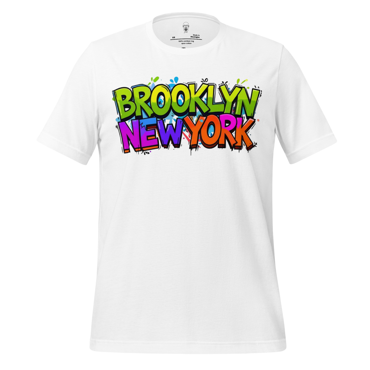 White Brooklyn t shirt with colorful graffiti style Brooklyn New York text design