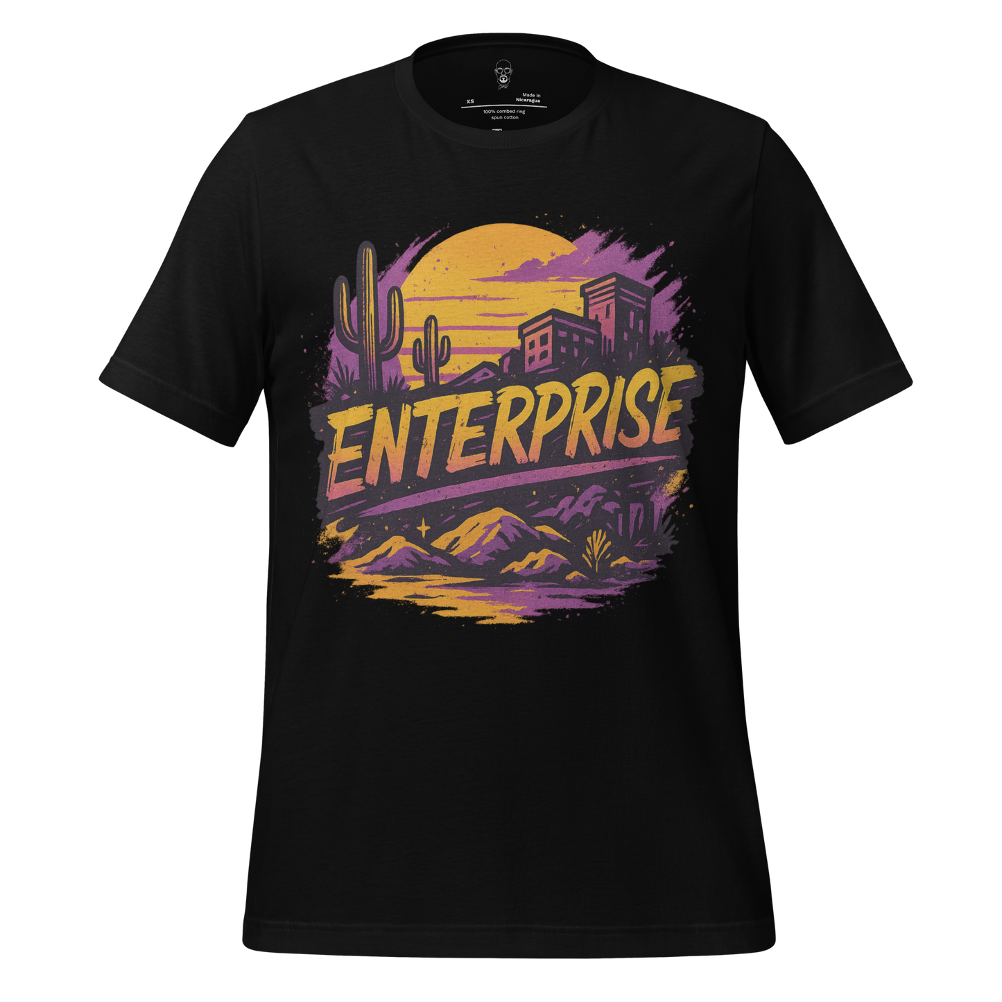 JMK Drip black Enterprise Graphic T-Shirt with desert sunset and cactus design