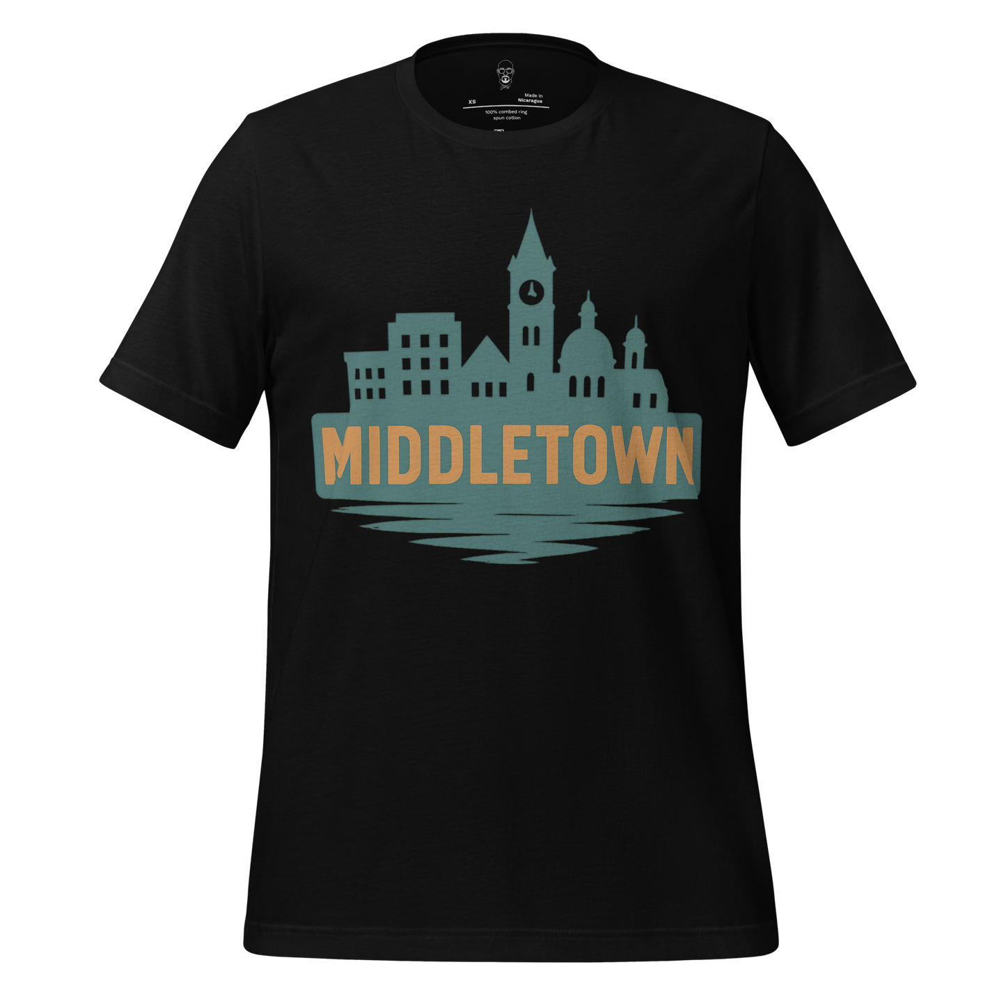 Black Middletown Graphic T-Shirt featuring city skyline design and bold lettering
