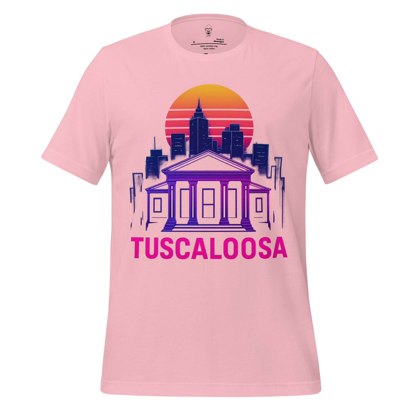 JMK Drip pink Tuscaloosa Graphic T-Shirt with city skyline and sunset design