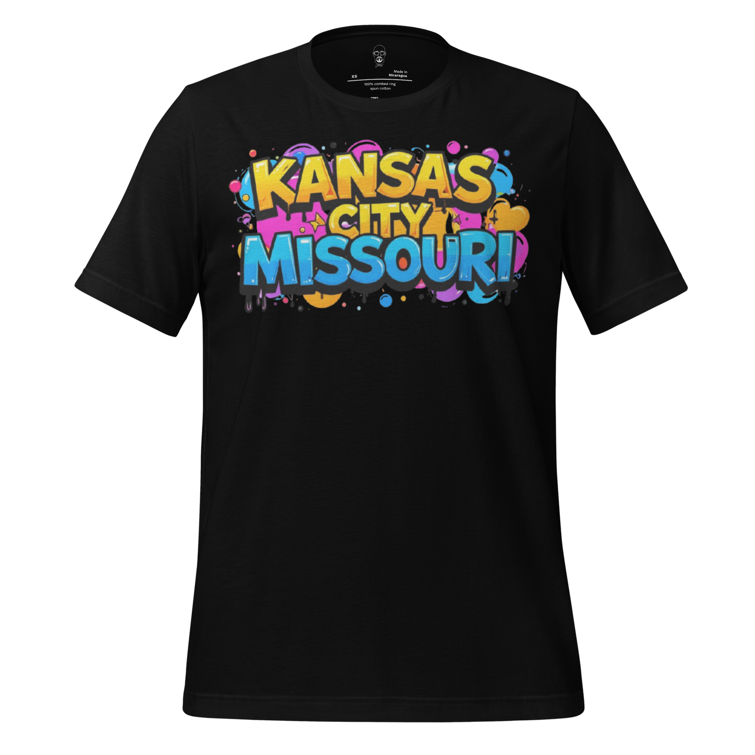 Black Kansas City, Missouri - T-Shirt 3by JMK Drip with colorful graffiti style text design