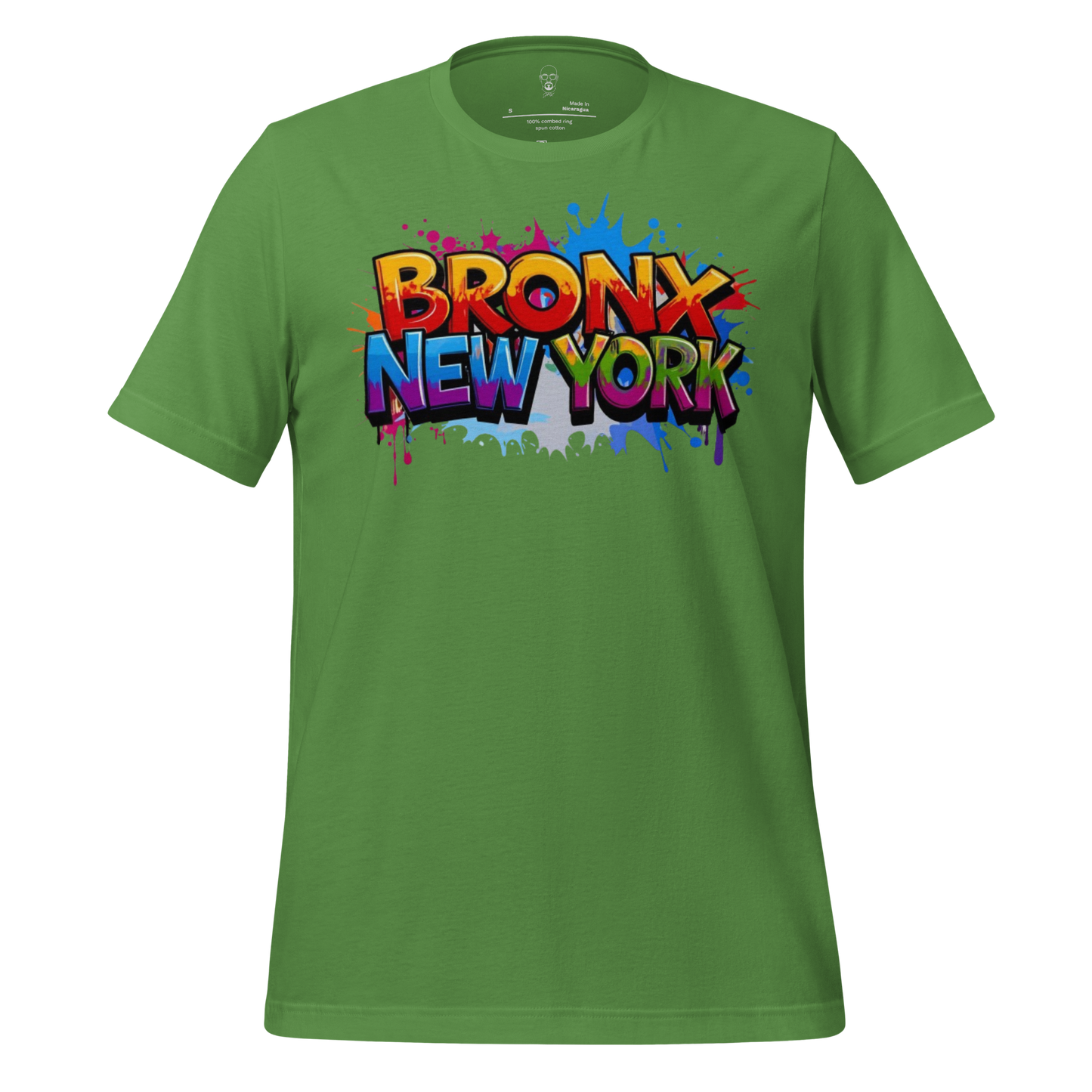 Green Bronx New York t-shirt with colorful graffiti style graphic by JMK Drip