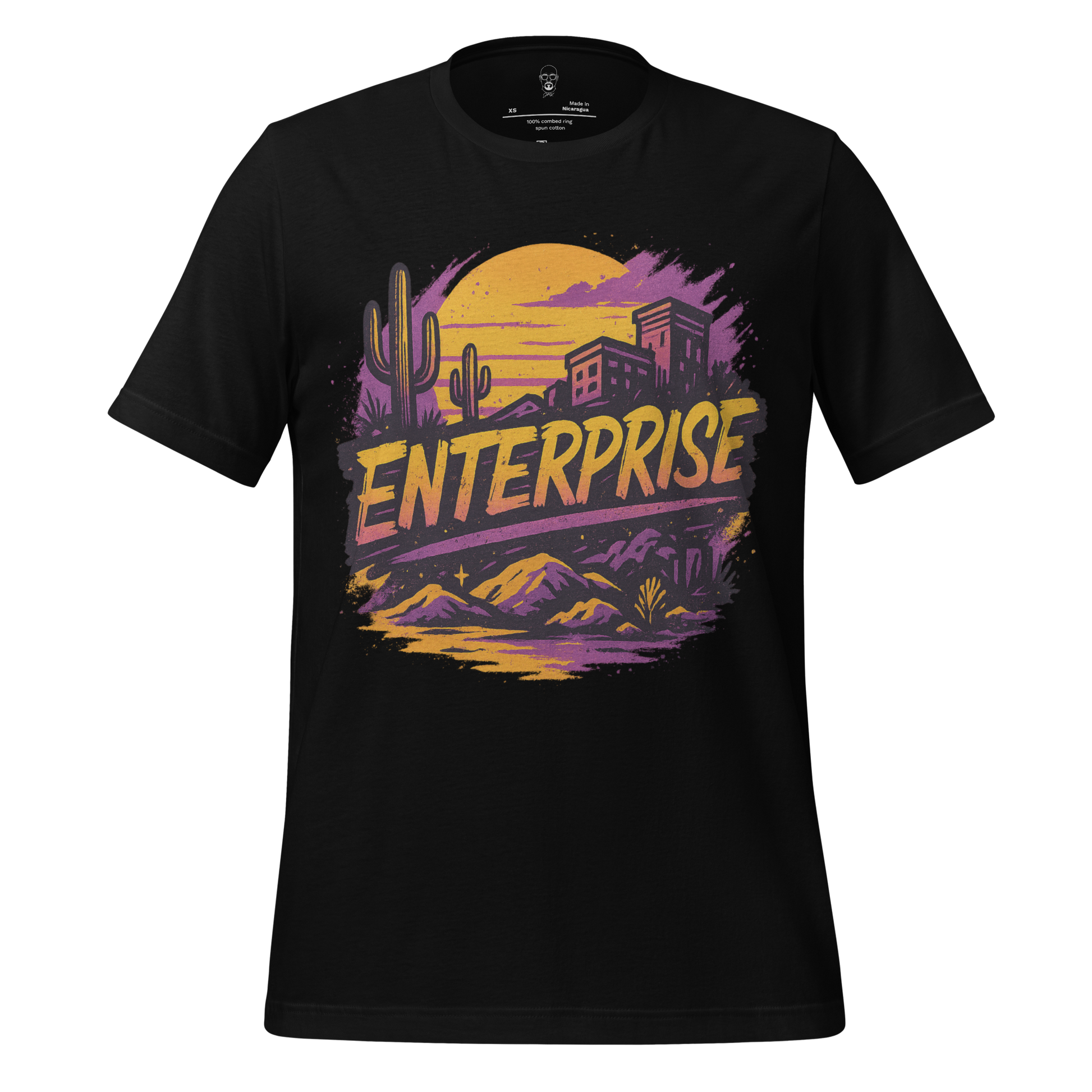 JMK Drip black Enterprise Graphic T-Shirt with desert sunset and cactus design