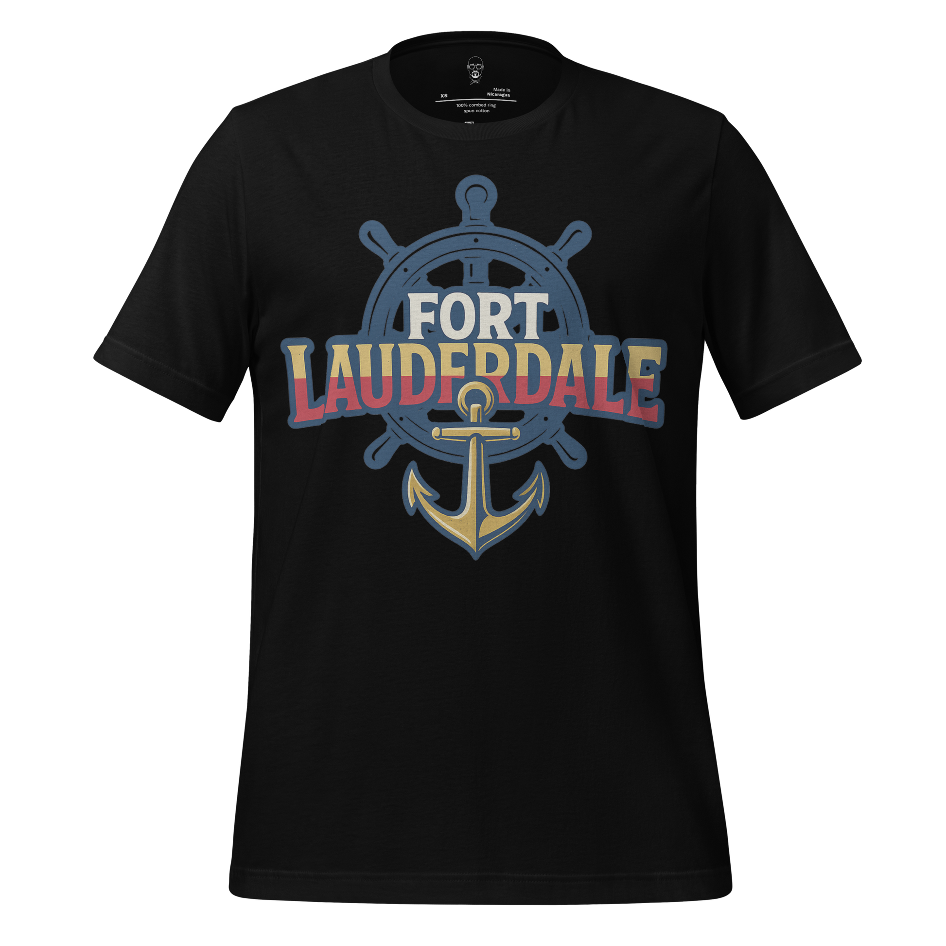 Black Fort Lauderdale Graphic T-Shirt with nautical wheel and anchor design