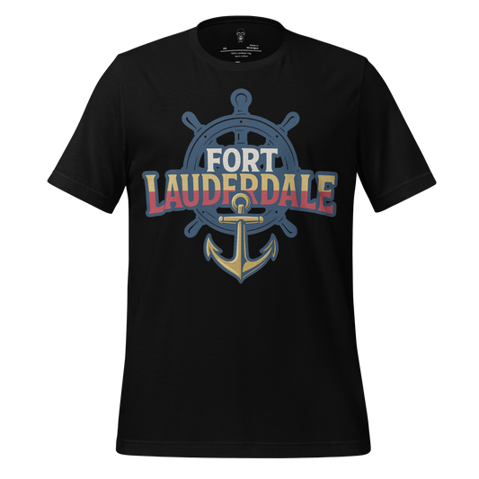 Black Fort Lauderdale Graphic T-Shirt with nautical wheel and anchor design