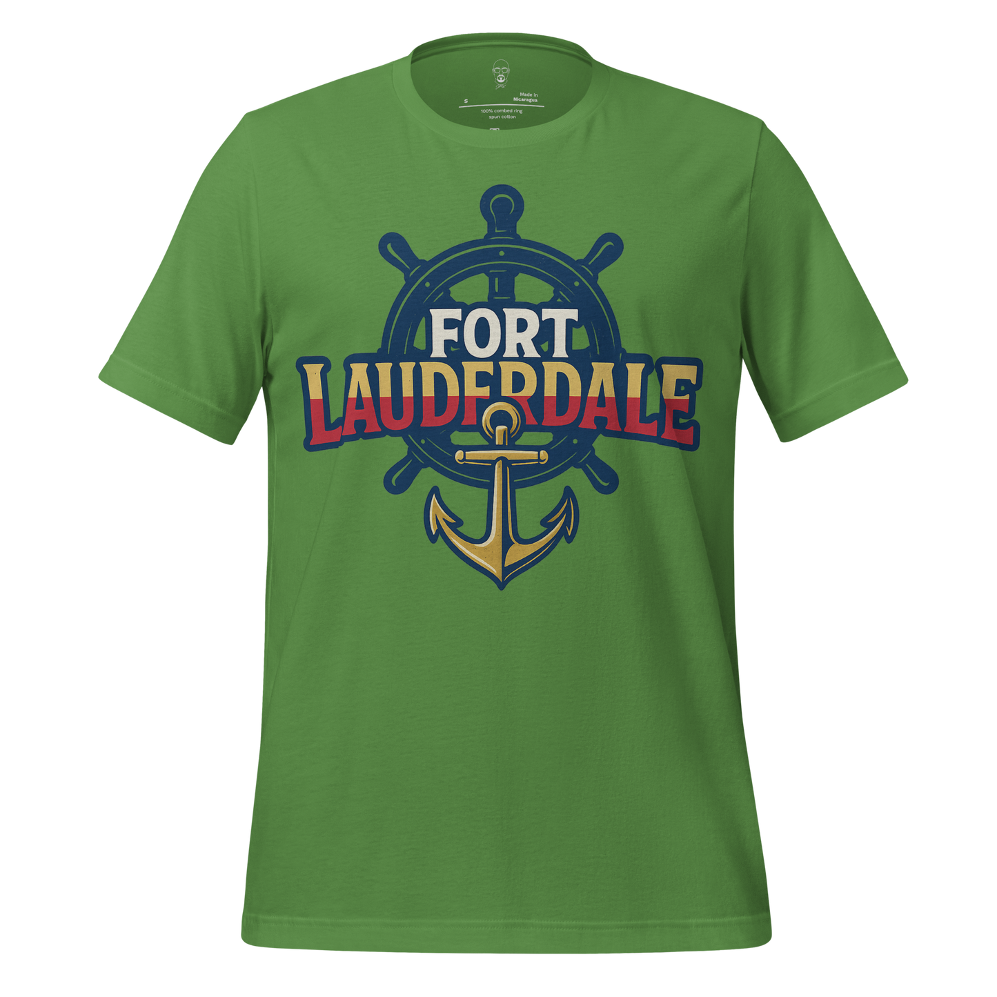 Green Fort Lauderdale Graphic T Shirt with nautical ship wheel and anchor design from My Store