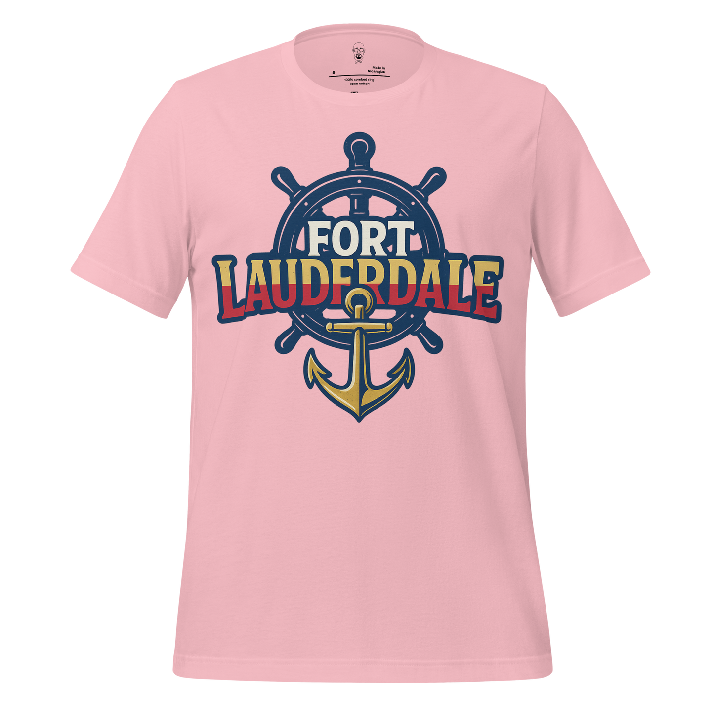 Pink Fort Lauderdale Graphic T-Shirt with nautical anchor and ship wheel design