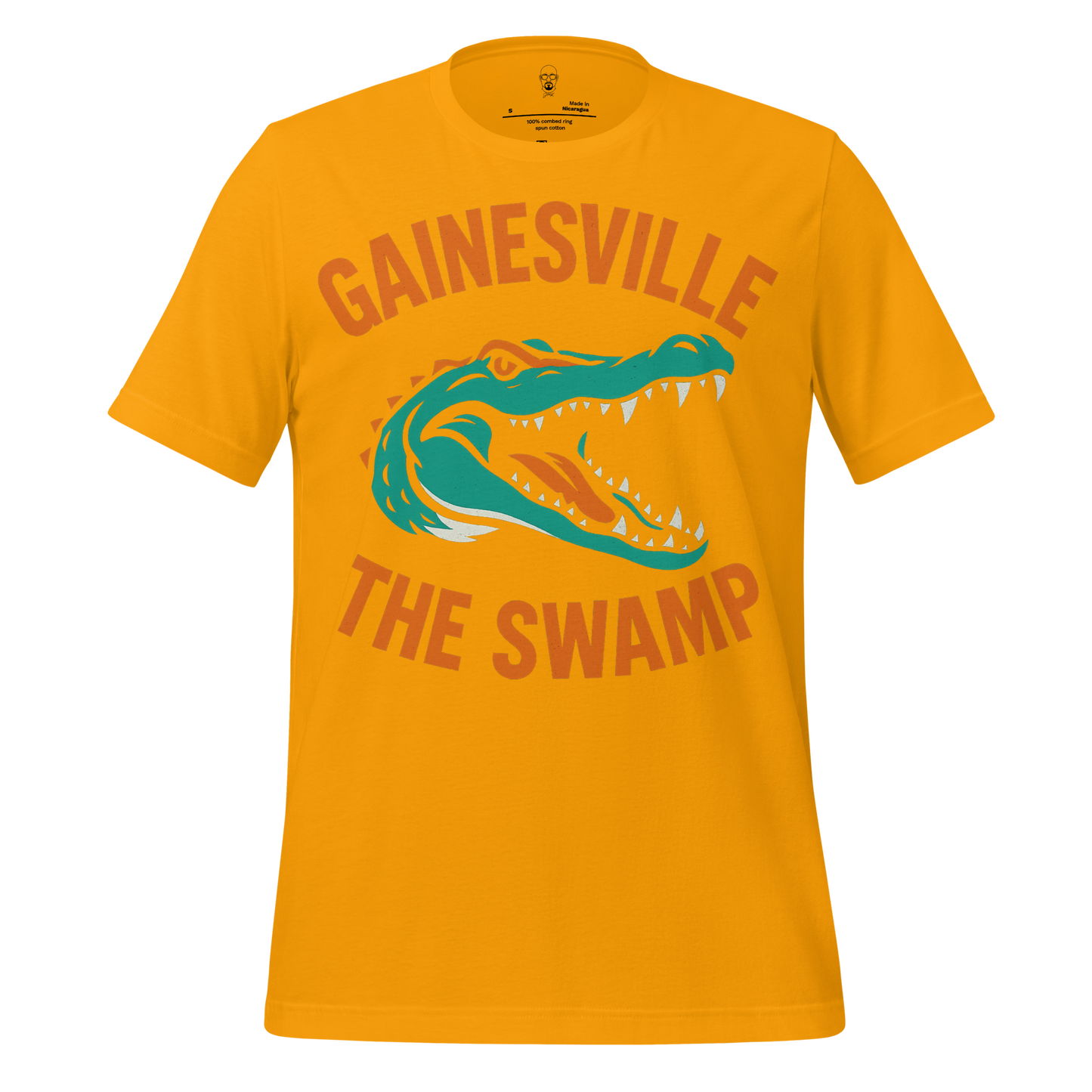 Gainesville Graphic T-Shirt in yellow with teal alligator head and orange Gainesville The Swamp text