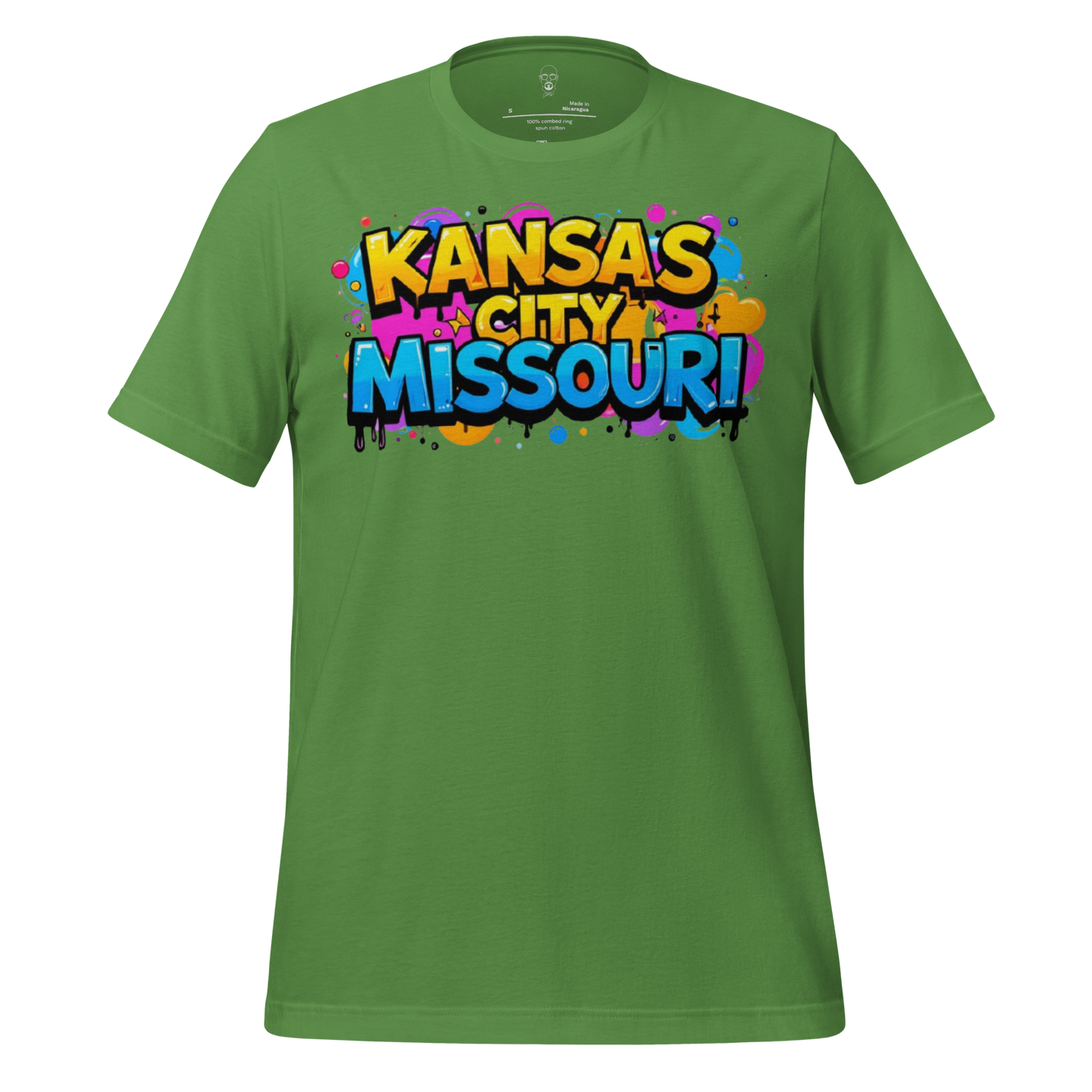 Green Kansas City, Missouri T Shirt 3 by JMK Drip with colorful graffiti style text design