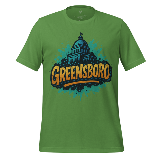 Green Greensboro Graphic T-Shirt with Capitol Building Design by JMK Drip