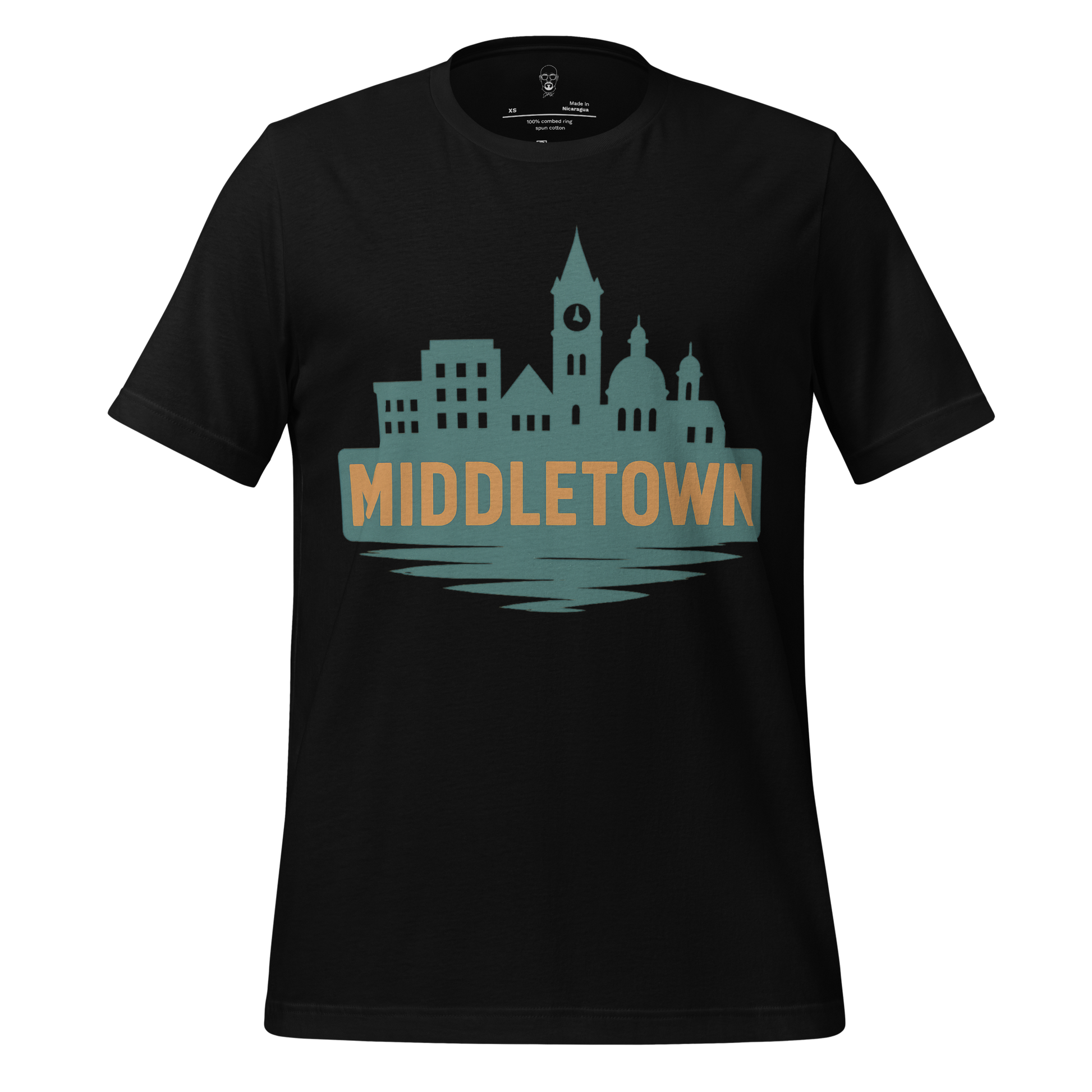 Black Middletown Graphic T-Shirt featuring city skyline design and bold lettering