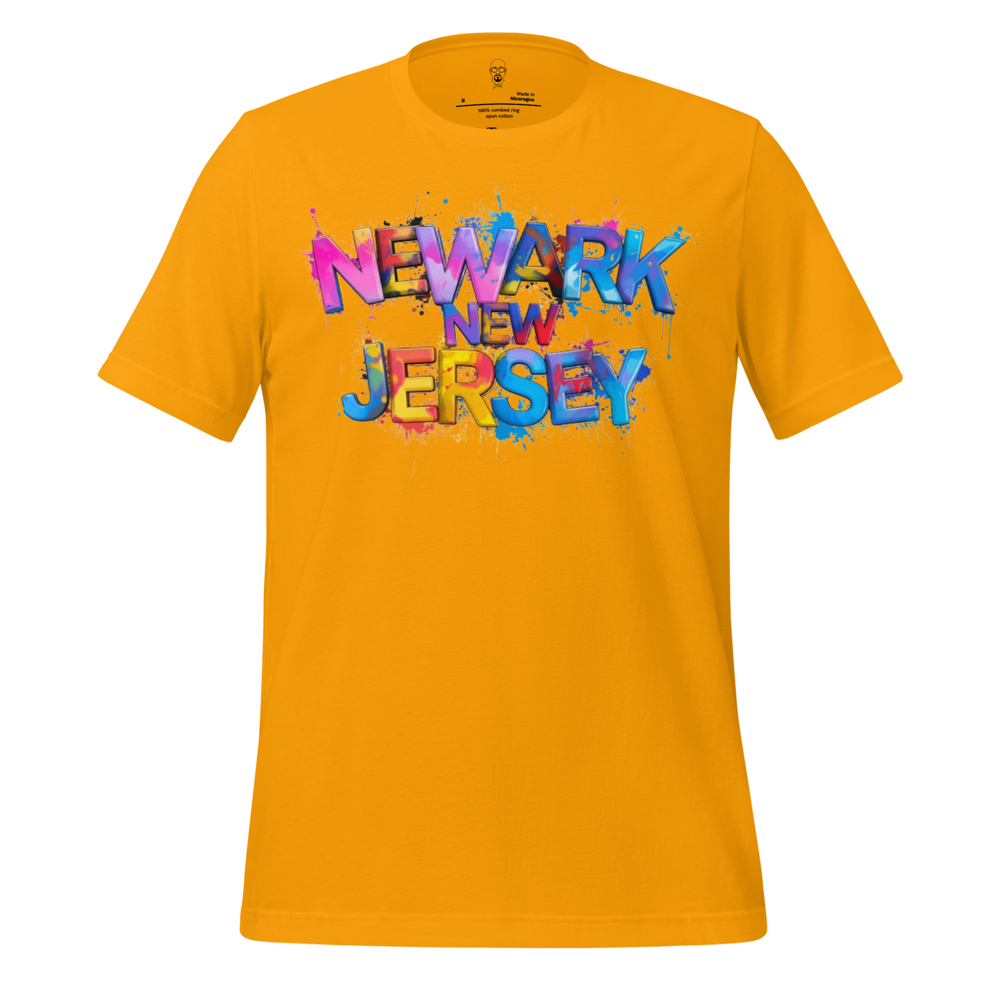 JMK Drip yellow Newark New Jersey t-shirt with colorful graffiti style text design