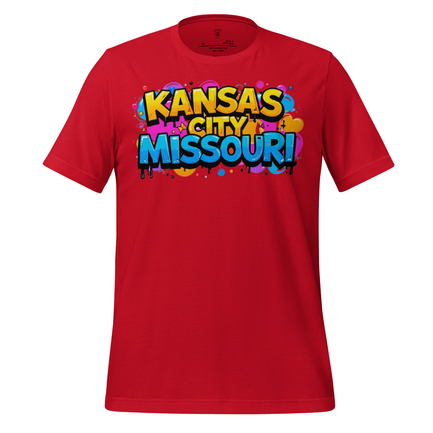 Red Kansas City, Missouri T-Shirt 3 with colorful graffiti style graphic by JMK Drip