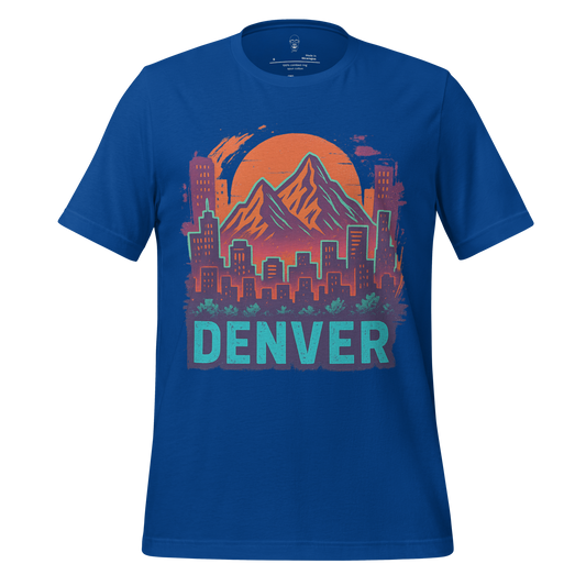 JMK Drip blue Denver Graphic T-Shirt with mountain and city skyline design