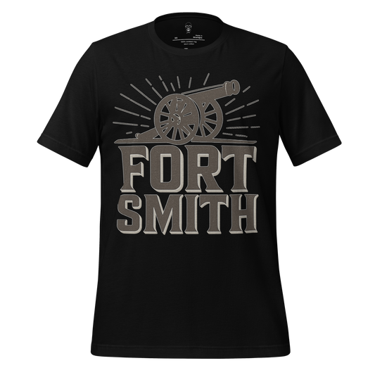 Black Fort Smith Graphic T-Shirt with vintage cannon design from JMK Drip