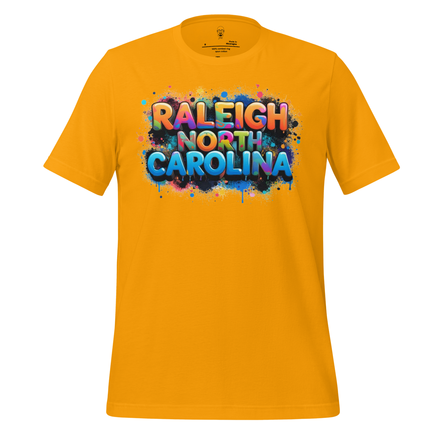 Yellow JMK Drip t-shirt with colorful graffiti style Raleigh North Carolina t-shirt design