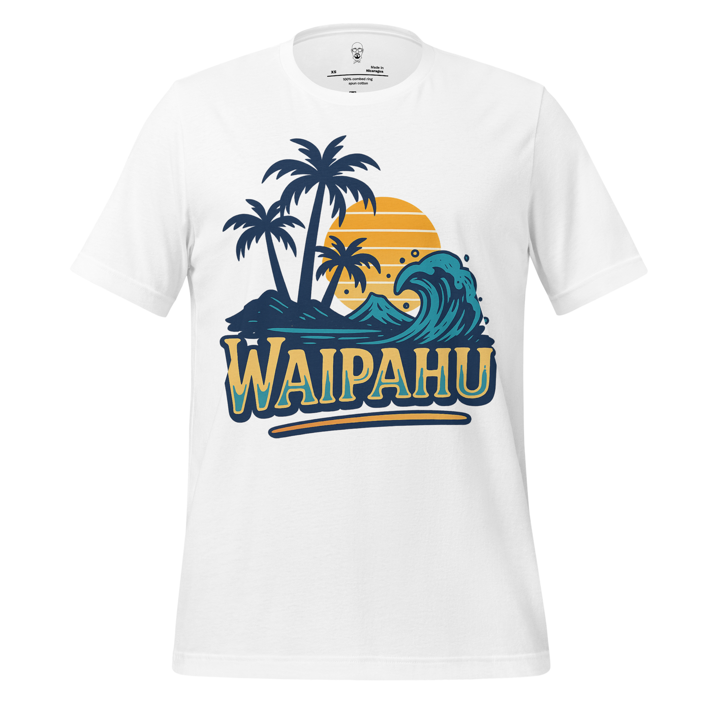JMK Drip Waipahu Graphic T-Shirt white with palm trees wave and sunset design